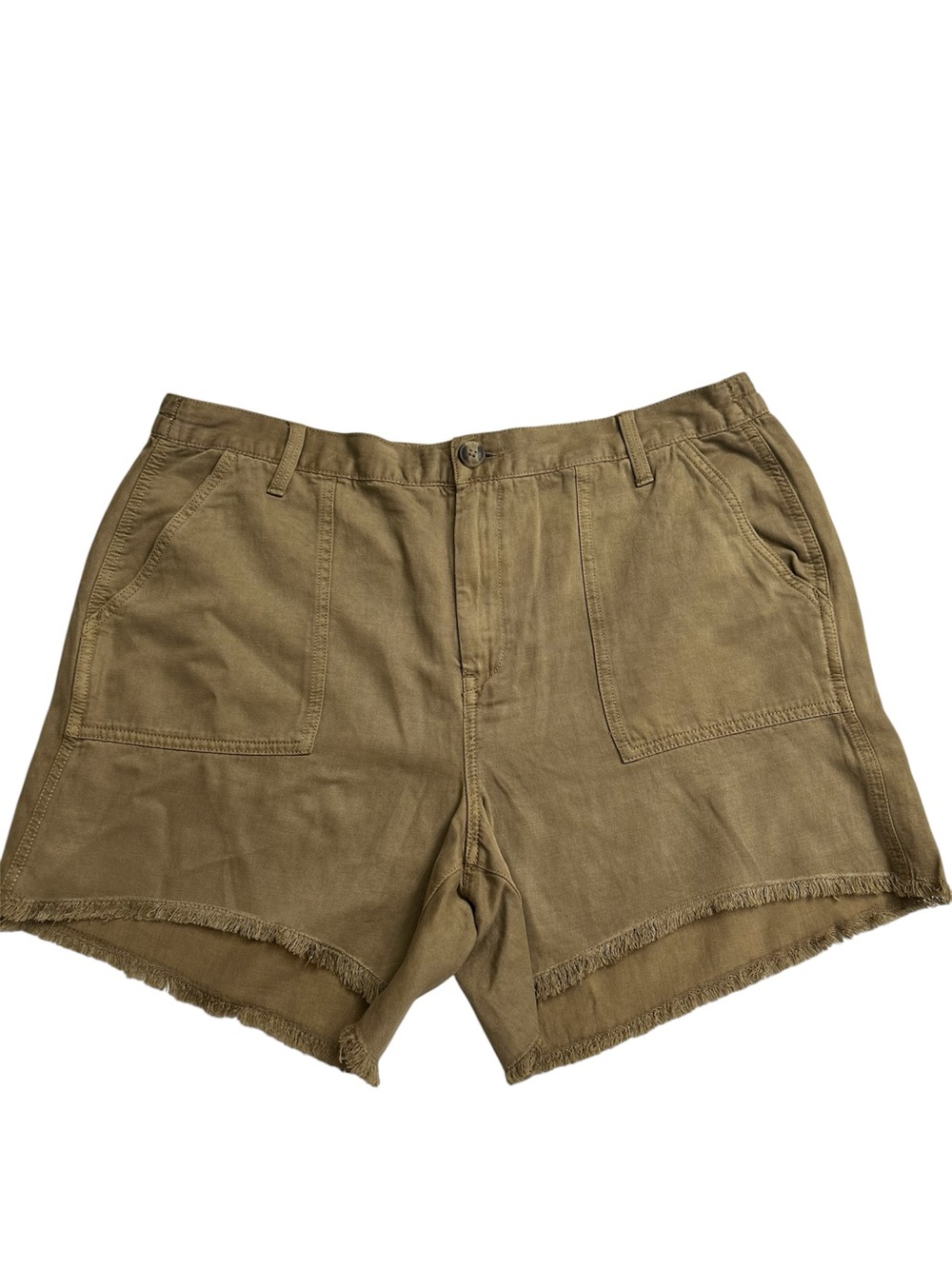 Aerie High-Waisted Utility Shorts XL Tan Khaki Raw Hem Raw Edge 03/21 Boho